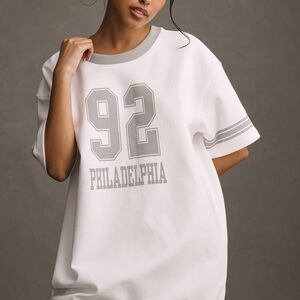 Anthropologie White and Gray sweatshirt dress